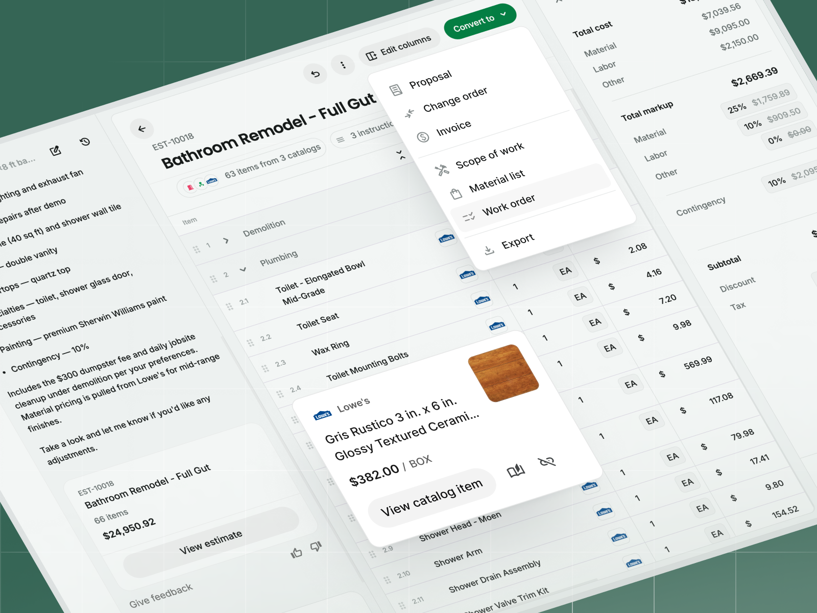 Handoff estimates view